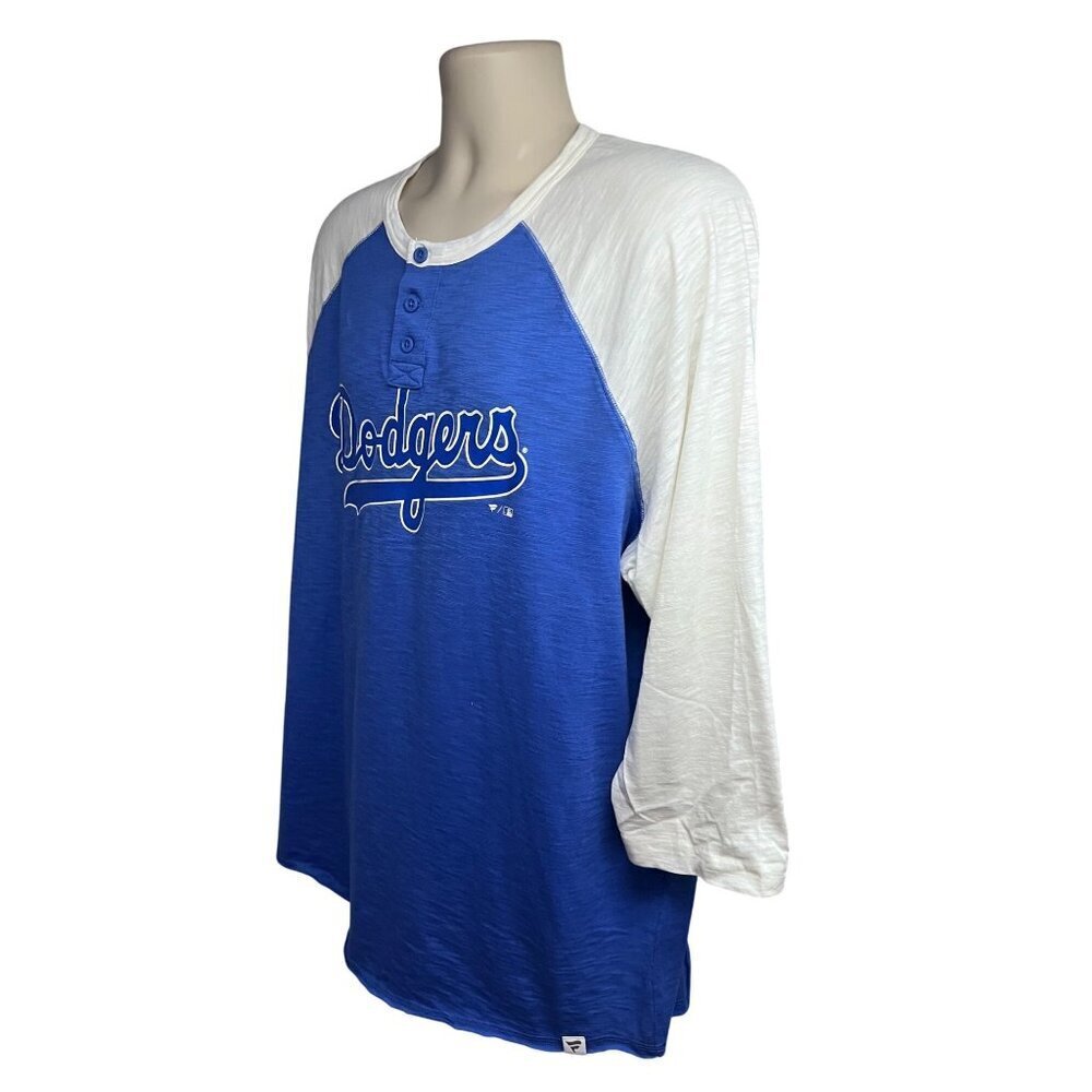 Fanatics Los Angeles LA Dodgers Baseball Blue Colorblock 3/4 Sleeve Shirt 2XL - Picture 3 of 5